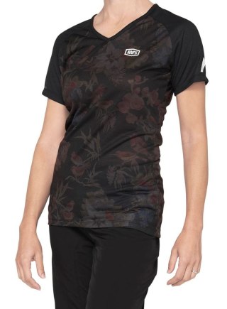 Koszulka 100% Airmatic Jersey Krótki Rękaw Black Floral Damska (M)