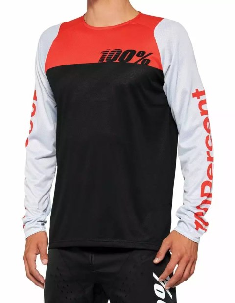 Koszulka 100% R-Core Longsleeve Black Racer Red (S) Koszulka 100% R-Core Longsleeve Black Racer Red (S)